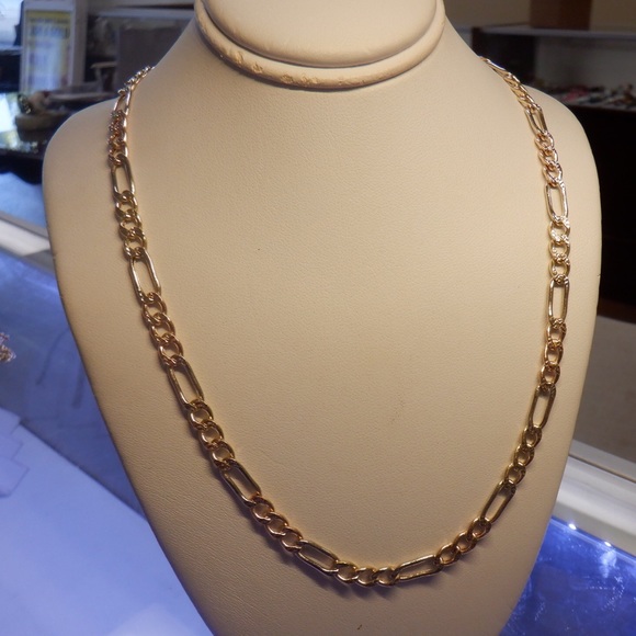 New 14k tricolor gold Figaro diamond cut